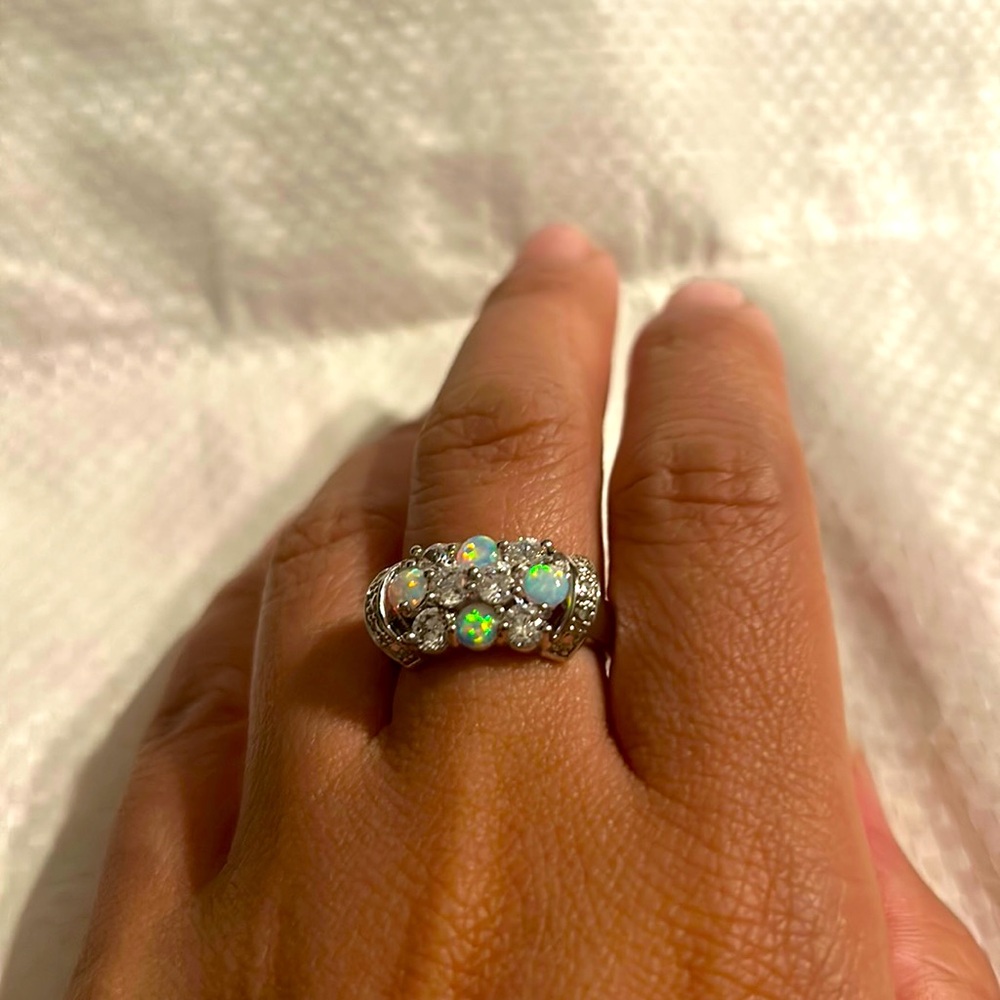 Authentic opal cubic zirconia ring size 8